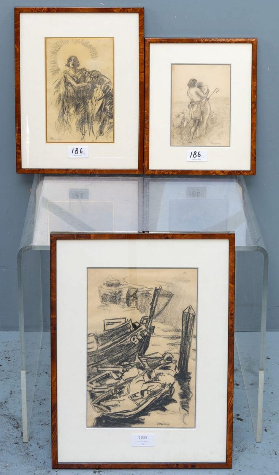 Hermanus Antonius Josephus Maria Moerkerk comparable auction result: herman moerkerk 1879 1949 twee bijbelse voorstellingen en aangemeerde bootjes