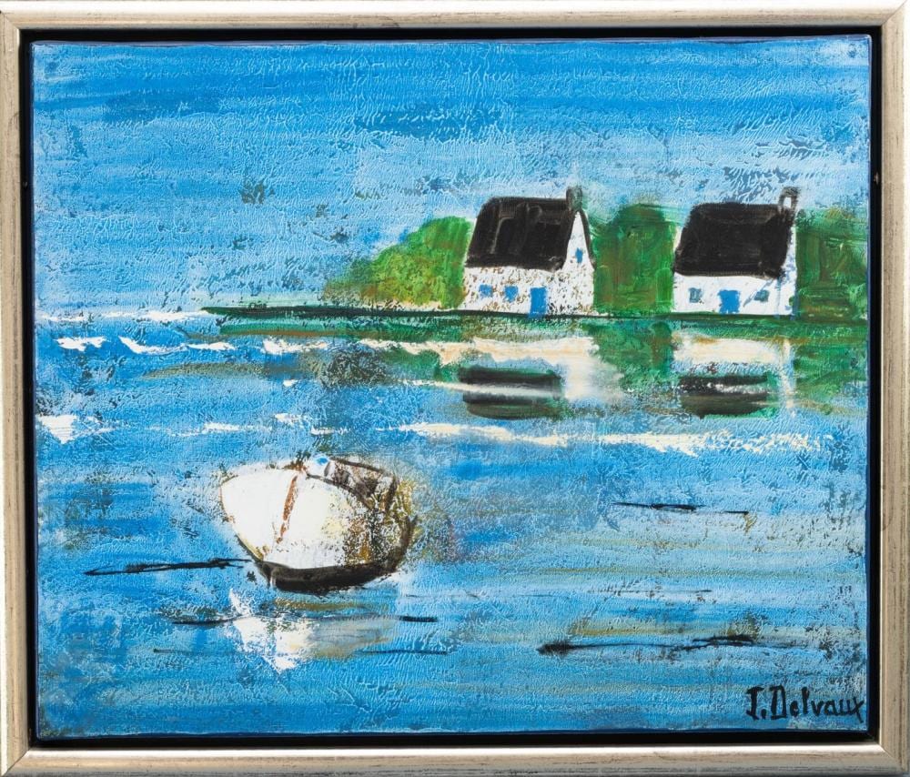 Jacques Delvaux comparable auction result: jacques delvaux 1929 2010 zomers plasgzicht met bootje