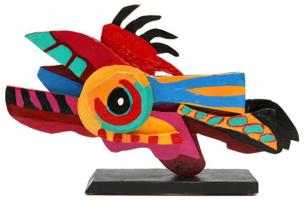 Karel Appel "Flying Fish" Hand Painted Wooden Sculpture sold by Market Auctions, lot 33 — auction record photograph