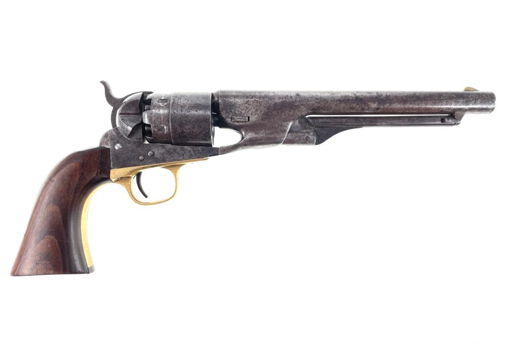 MATCHING NUMBERS ANTIQUE COLT MODEL 1860 ARMY PERCUSSION REVOLVER sold by Bradford's, lot 3290 — auction record photograph
