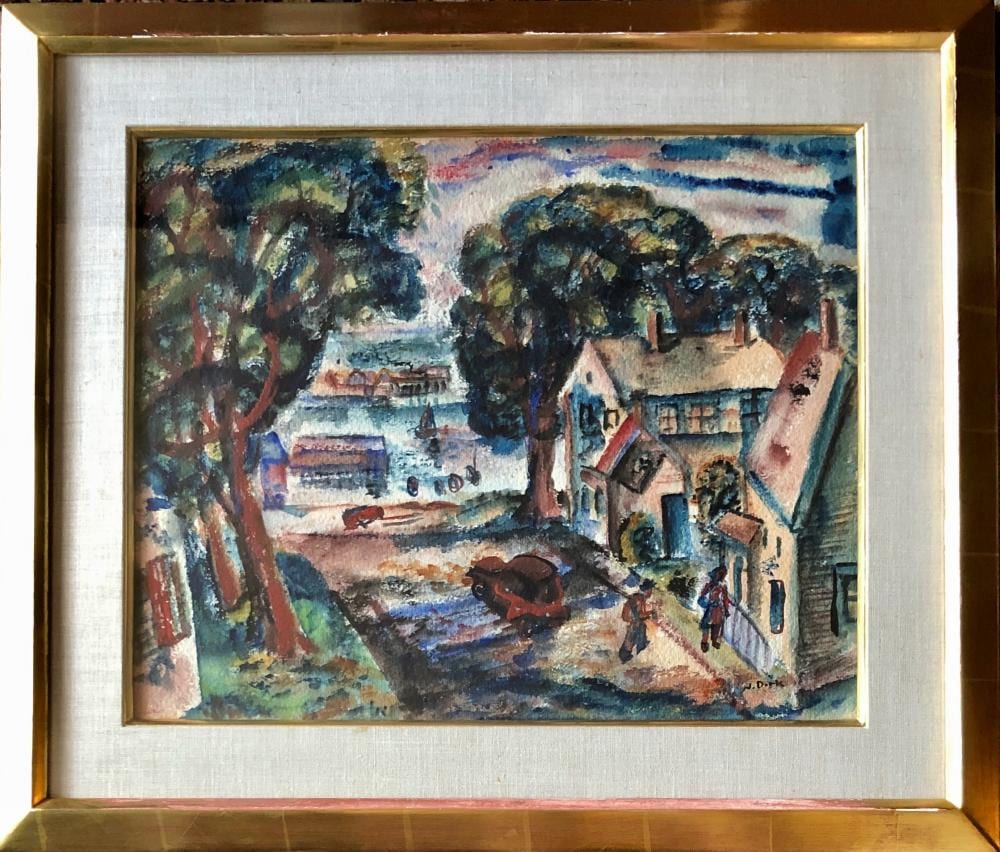 Nathaniel Dirk comparable auction result: nathaniel dirk american massachusetts 1895 1961 gloucester village painting 1940s
