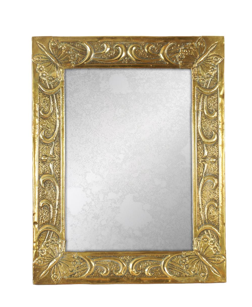 Margaret Gilmour comparable auction result: a glasgow school arts and craft planished brass hanging mirror by margaret gilmour