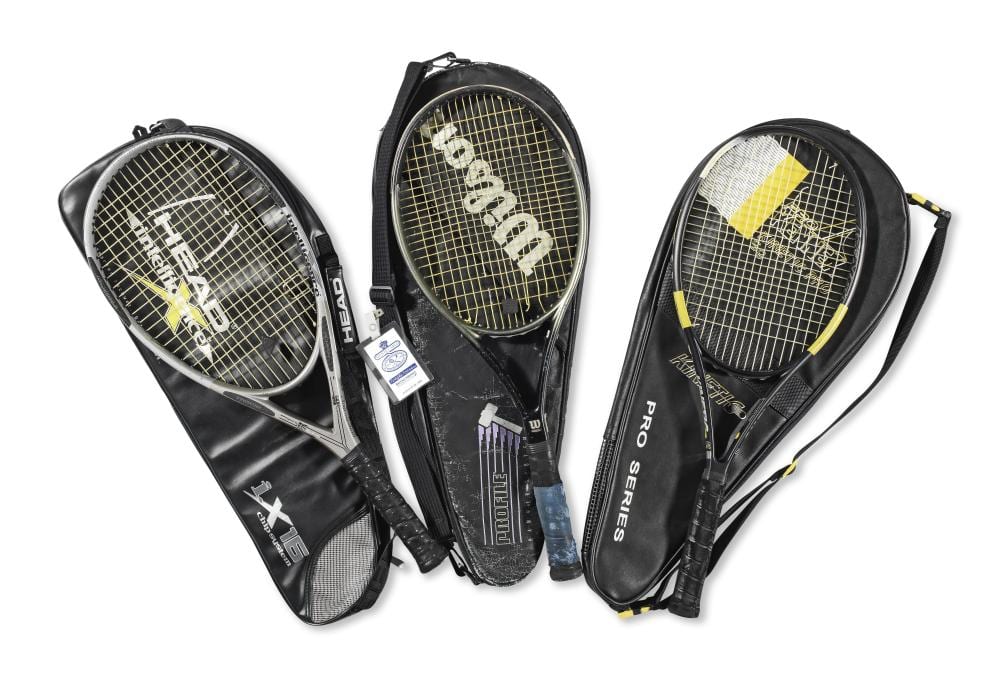 A. Moore comparable auction result: a selection of three modern tennis rackets belonging to sir roger moore