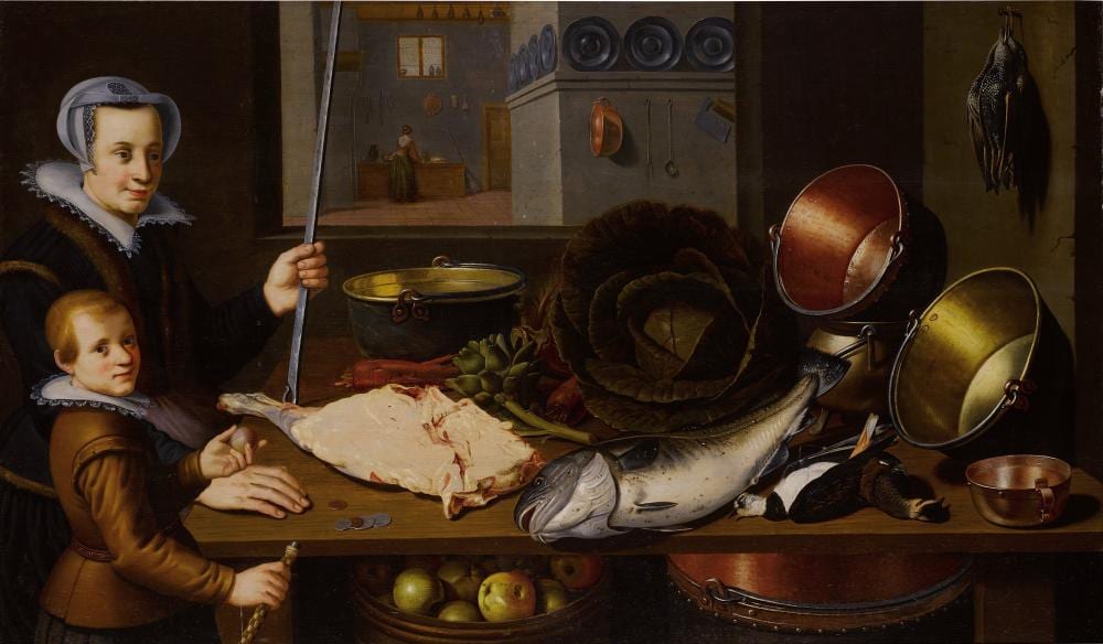 Floris van Schooten comparable auction result: floris van schooten a kitchen interior with a maid and youn
