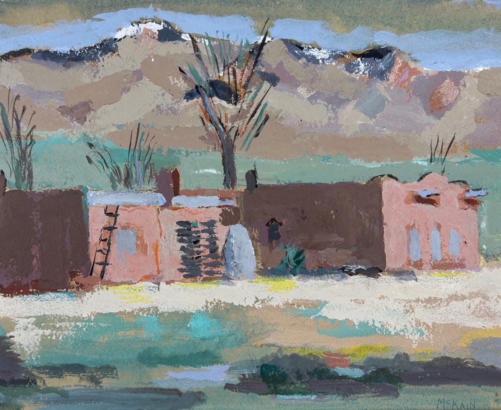Bruce McKain comparable auction result: bruce mckain 1900 1990 adobe houses gouache on upsom board 14 x 17 20 1 2 x 23 1 2 framed
