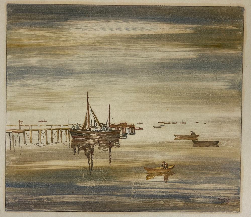 Julius Katzieff comparable auction result: julius katzieff 1892 1957 provincetown harbor c 1930 s monoprint 14 x 16 image 16 1 2 x 19 1 2 sheet