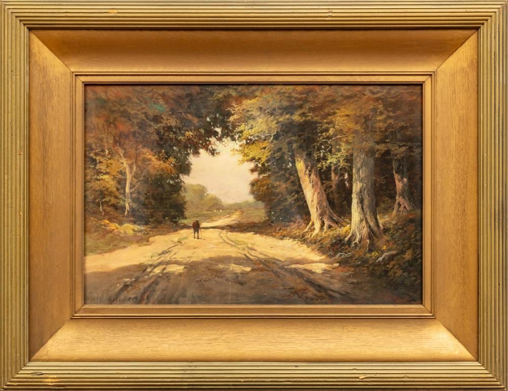 Paul R. Koehler comparable auction result: paul r koehler american 1866 1909 pastel on on paper landscape with a figure on the road h 15 w 23