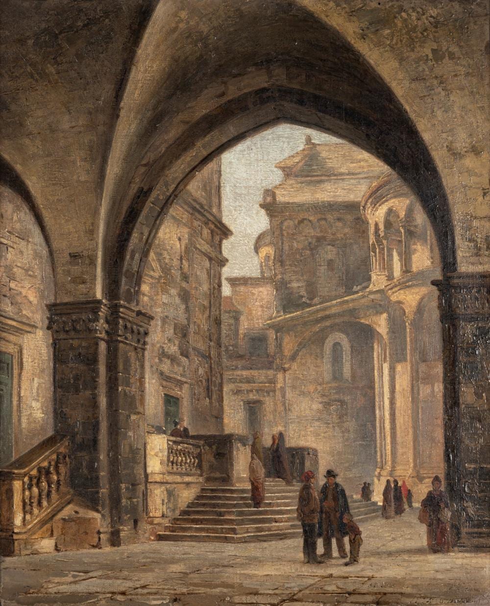 Stefano Donadoni comparable auction result: stefano donadoni somasca 1844 roma 1911 bergamo piazza del duomo 1878