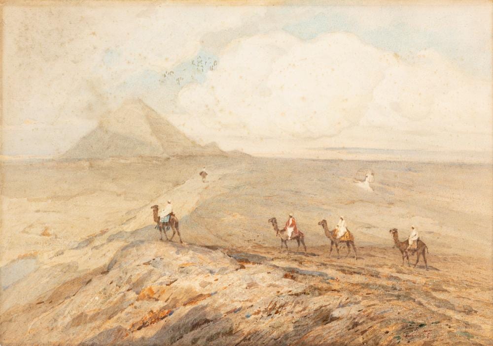 Filippo Carcano comparable auction result: filippo carcano milano 1840 milano 1914 egyptian landscape the pyramid and the sphinx