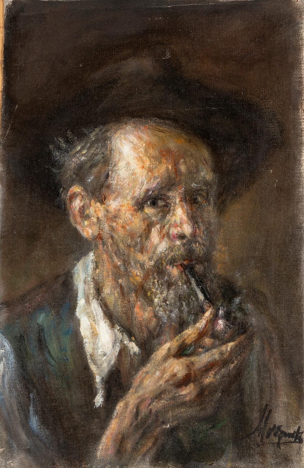 Natale Morzenti comparable auction result: natale morzenti silvano d orba 1884 o 1885 martinengo 1947 self portrait with pipe