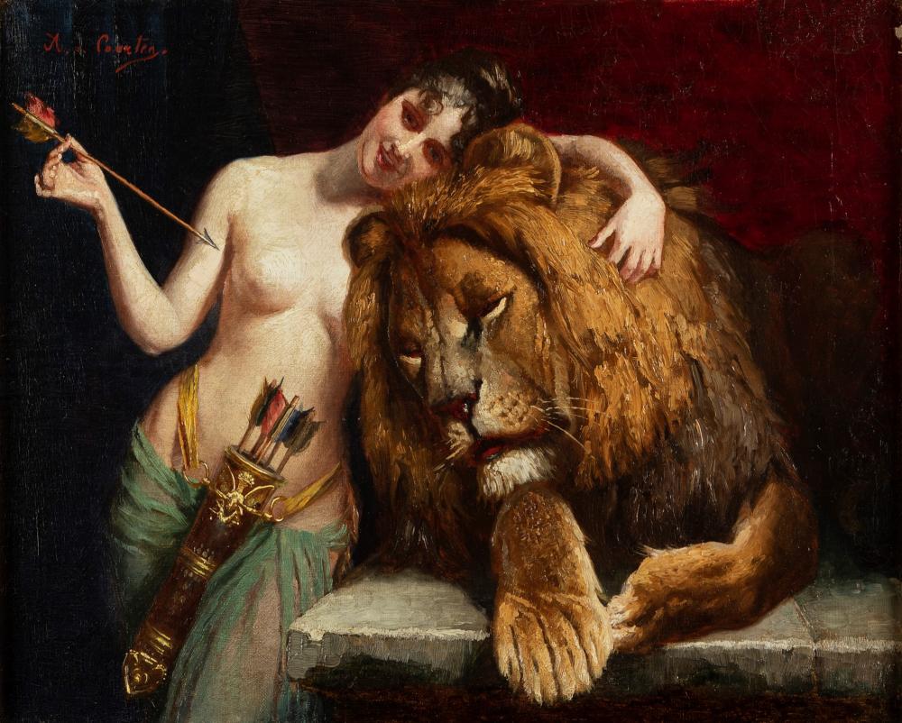 Angelo von (Graf) Courten comparable auction result: angelo josef graf von courten bologna 1848 monaco 1925 love tames the force
