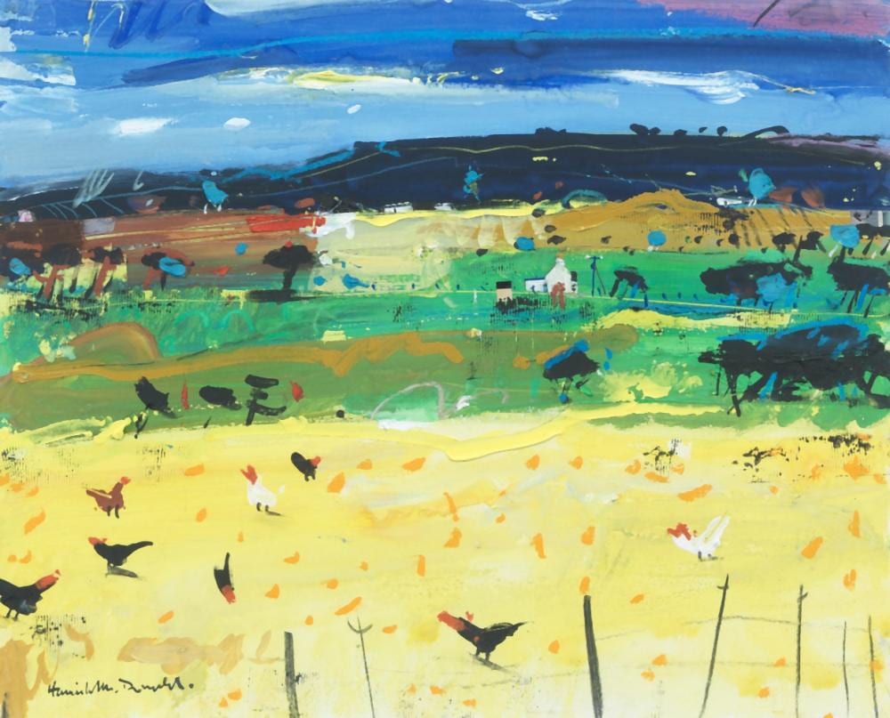 Hamish MacDonald comparable auction result: hamish macdonald british 1935 2008 yellow field with hens
