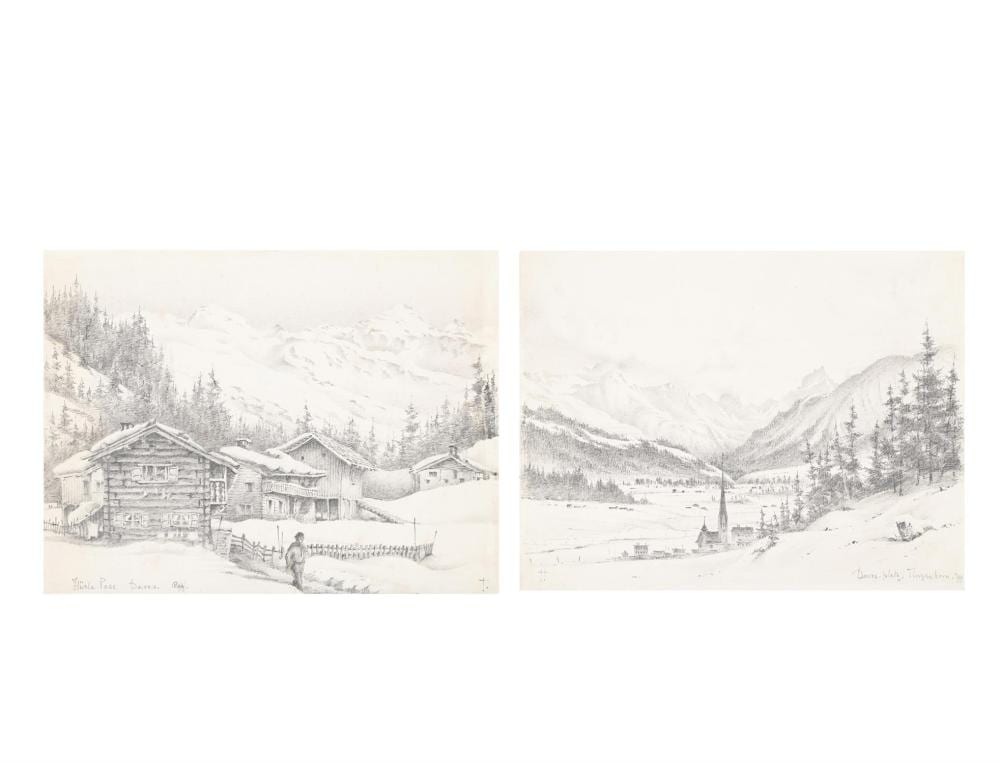 Edward Adrian Wilson comparable auction result: edward adrian wilson british 1872 1912 two views of davos 2