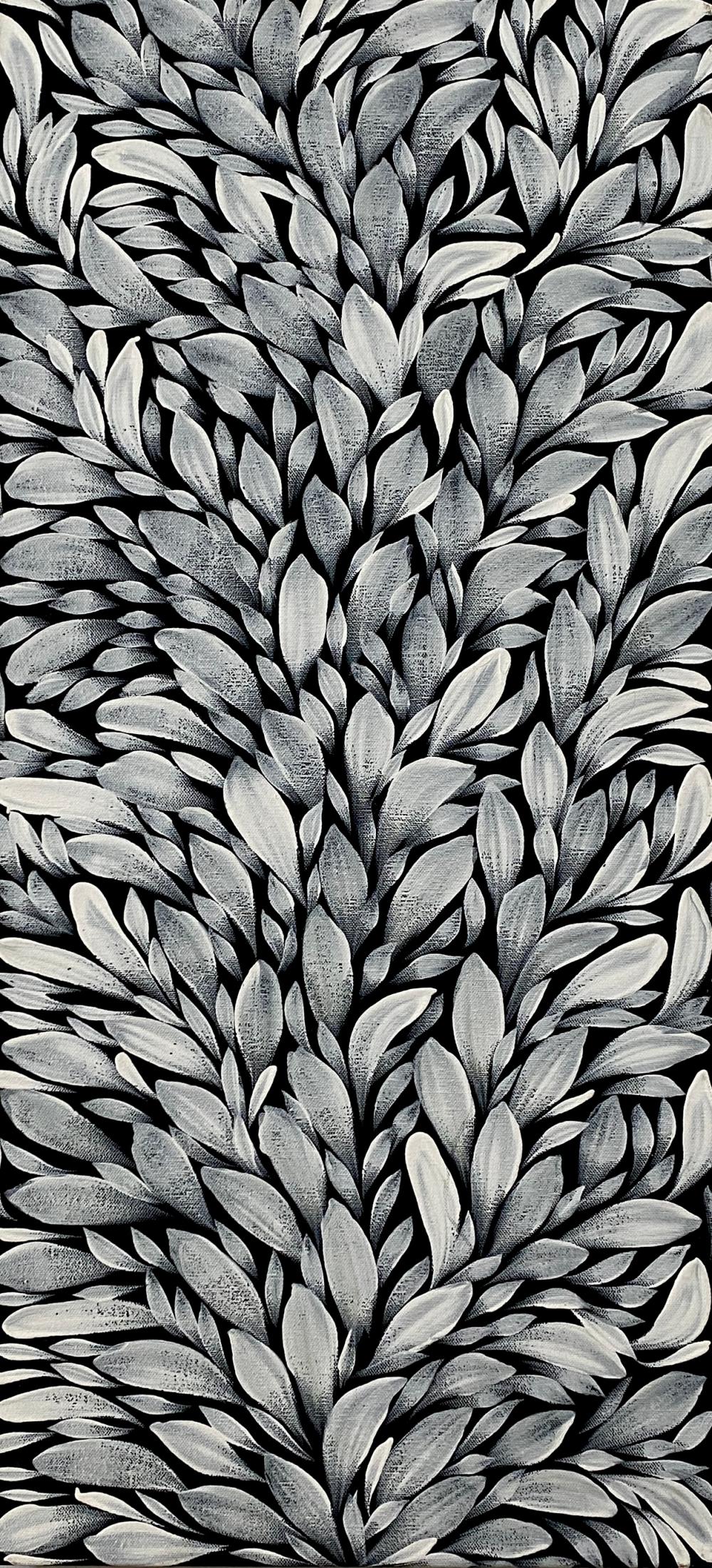 Louise Numina comparable auction result: original louise numina bush medicine leaves acrylic on canvas comes with certificate of authenticity stretched and ready to hang measures 38cm x 80cm