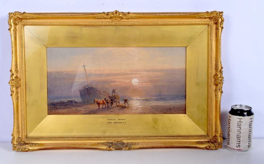 John Mogford comparable auction result: john mogford 1821 1885 framed watercolour gathering seaweed 18 x 36 cm