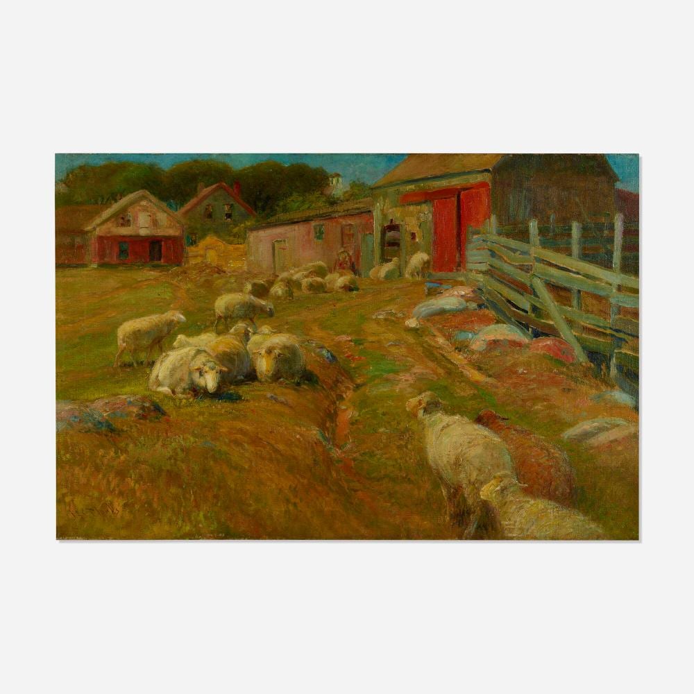 John Austin Sands Monks comparable auction result: john austin sands monks sheep in barnyard