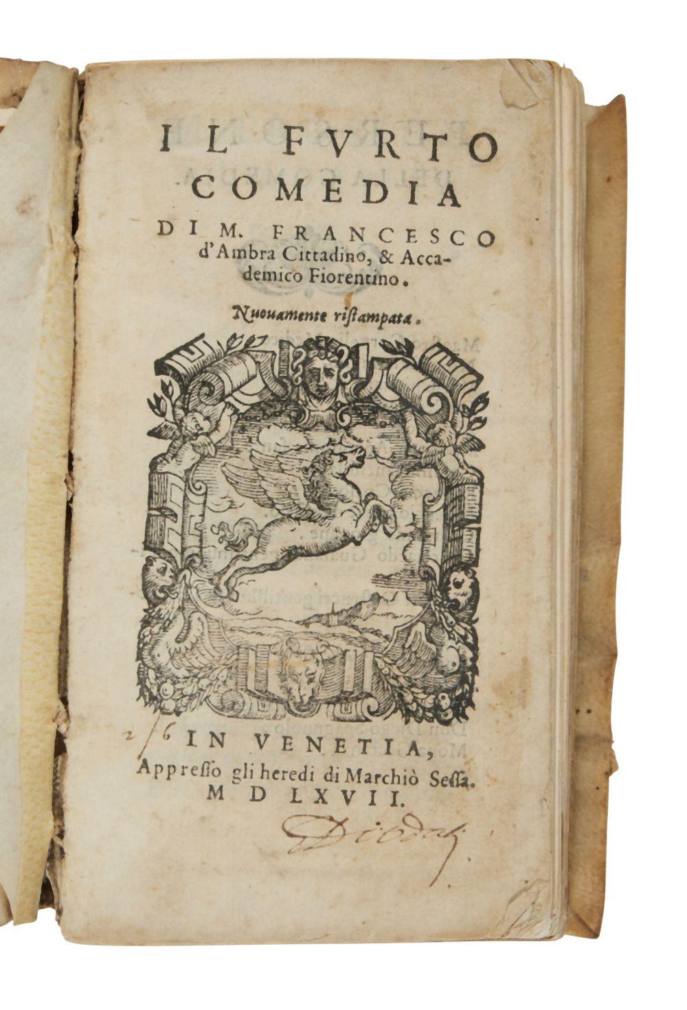 Romulus Candea comparable auction result: caro gli straccioni venice aldus 1582 contemporary limp vellum