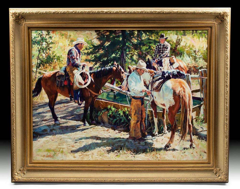 Jason Rich comparable auction result: jason rich painting green basin watering hole