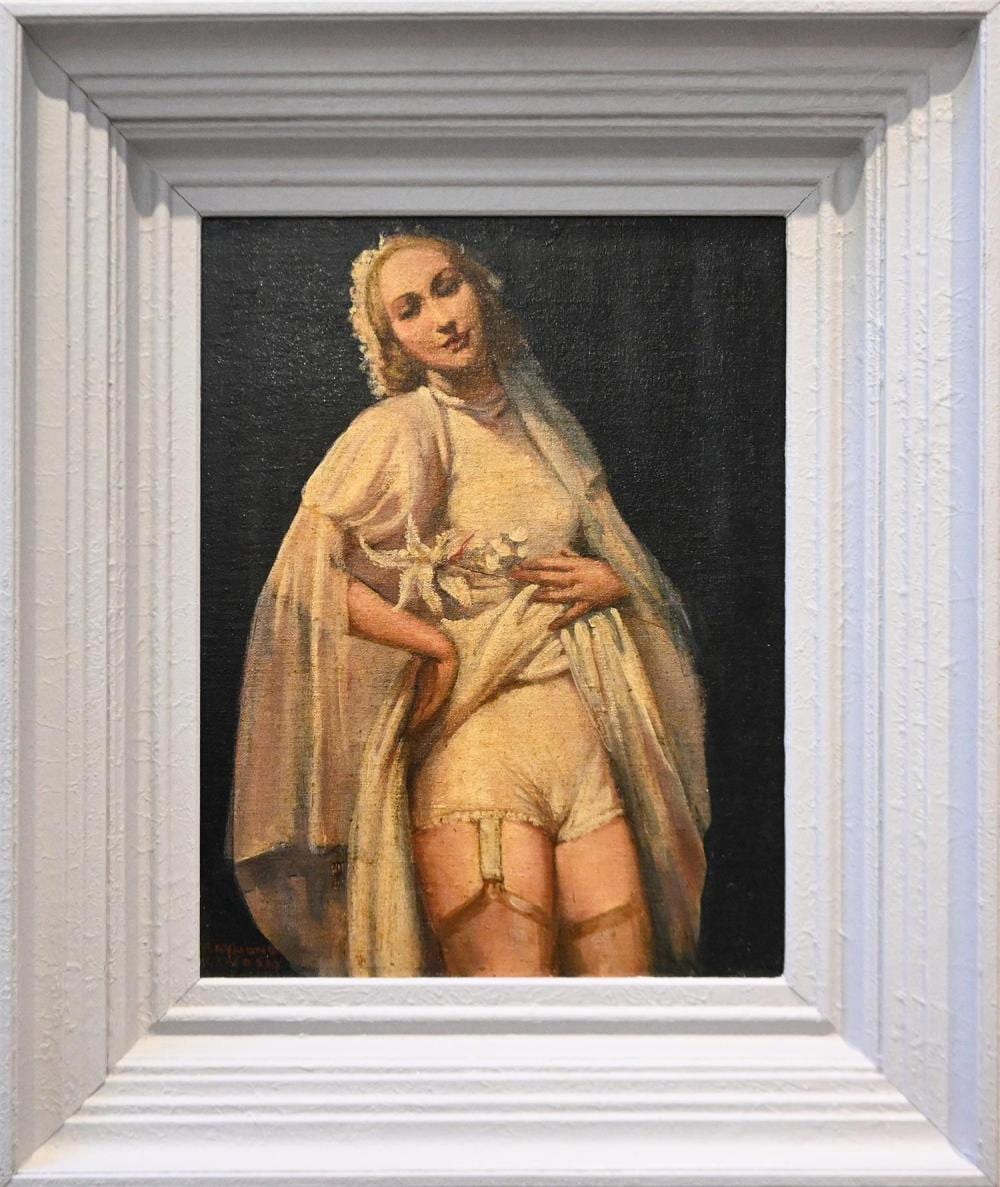 Raymond Lindsay comparable auction result: raymond lindsay portrait of a woman oil on canvasboard signed lower left 38 5 x 29cm frame size 56 5 x 47cm