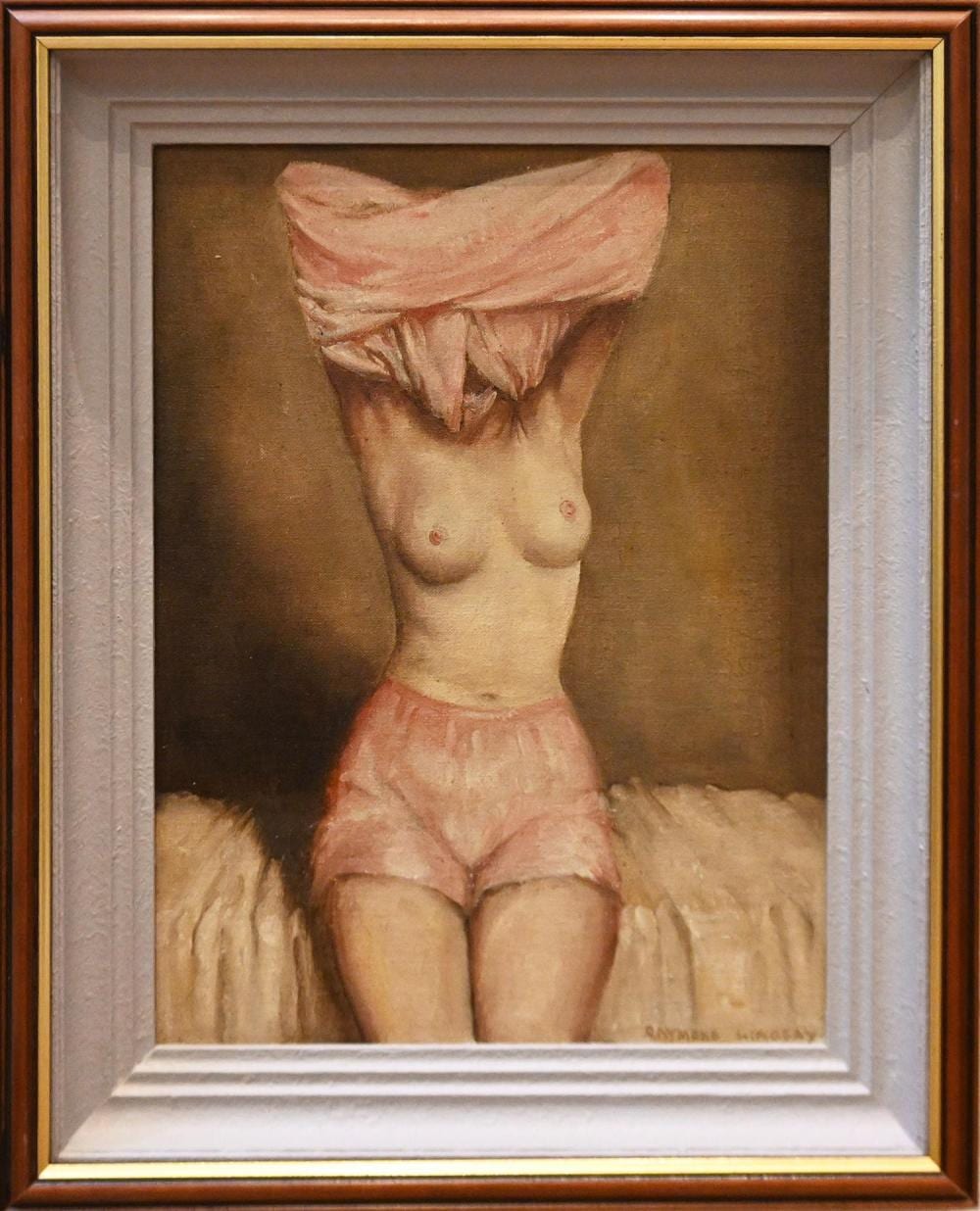 Raymond Lindsay comparable auction result: raymond lindsay woman undressing oil on canvasboard signed lower right 38 x 28cm frame size 50 x 40cm
