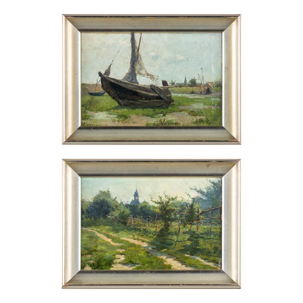 Emile van Doren comparable auction result: emile van doren 1865 1949 pendant paintings oil on canvas w 43 5 x h 24 cm