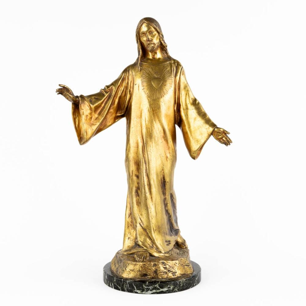Paul Gasq comparable auction result: paul gasq 1860 1944 christ with a sacred heart gilt bronze l 18 x w 28 x h 45 cm