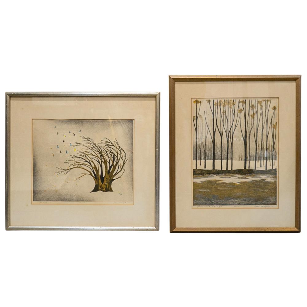 Akemi Inagaki comparable auction result: 2 pc akemi inagaki b 1933 lithographs