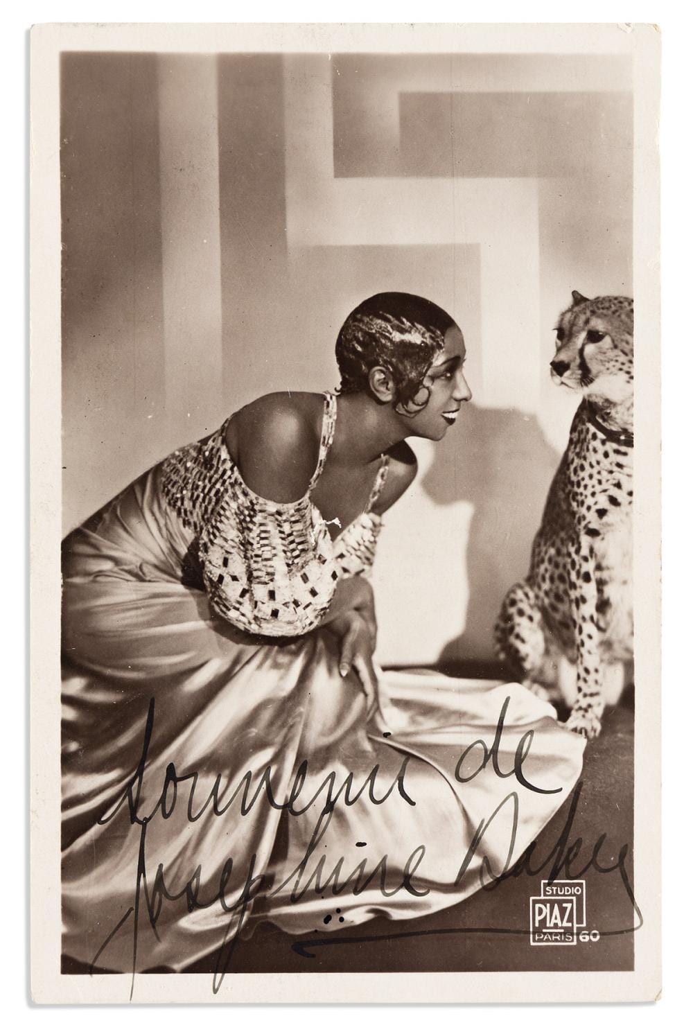 entertainers baker josephine photograph postcard signed and inscribed souvenir de josephine baker full length portrait by gi · Swann Auction Galleries · 2023-10-26 Giovanni Battista (1833) Costa comparable auction result: entertainers baker josephine photograph postcard signed and inscribed souvenir de josephine baker full length portrait by gi