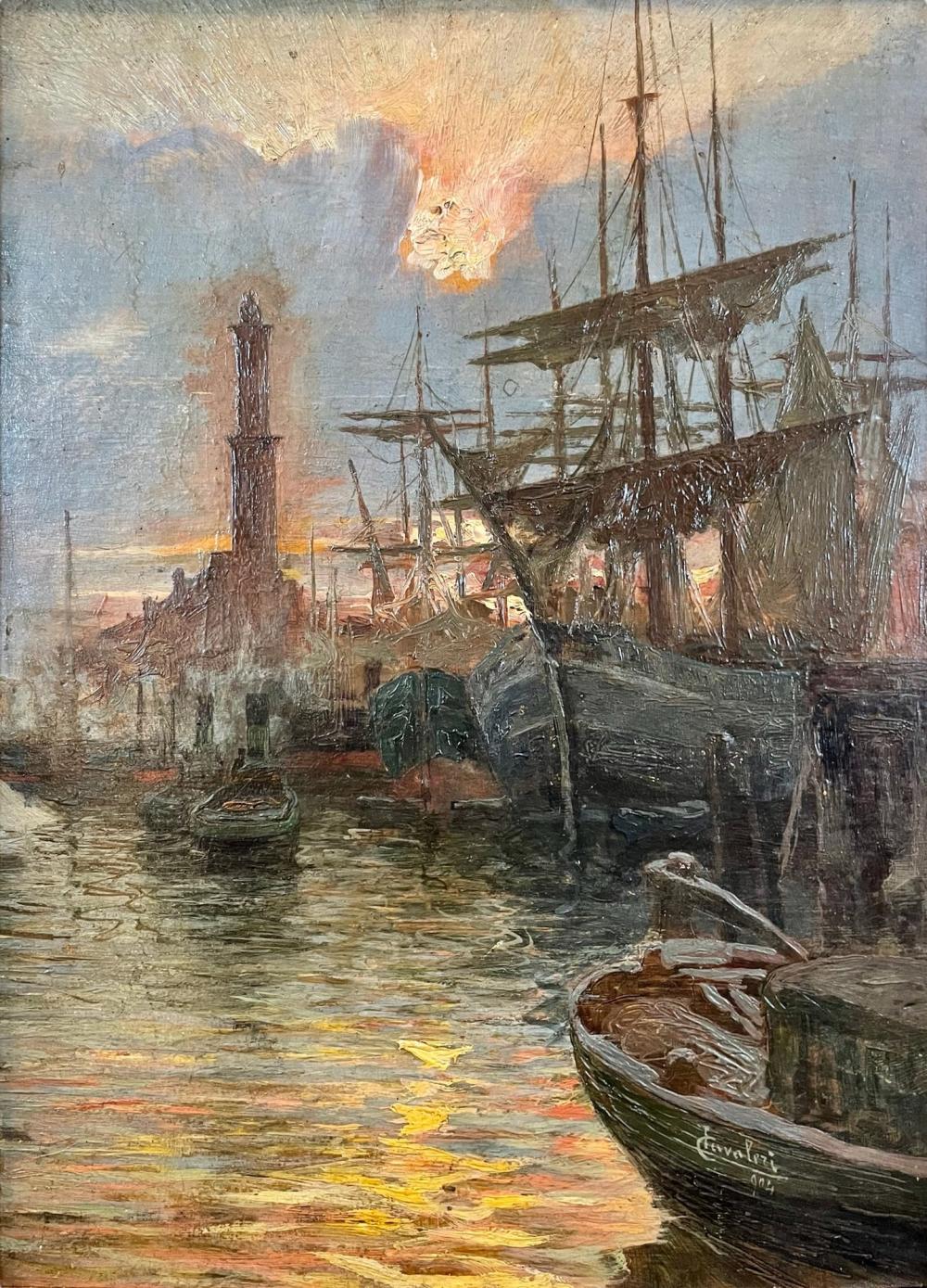 Lodovico Cavaleri comparable auction result: veduta del porto di genova