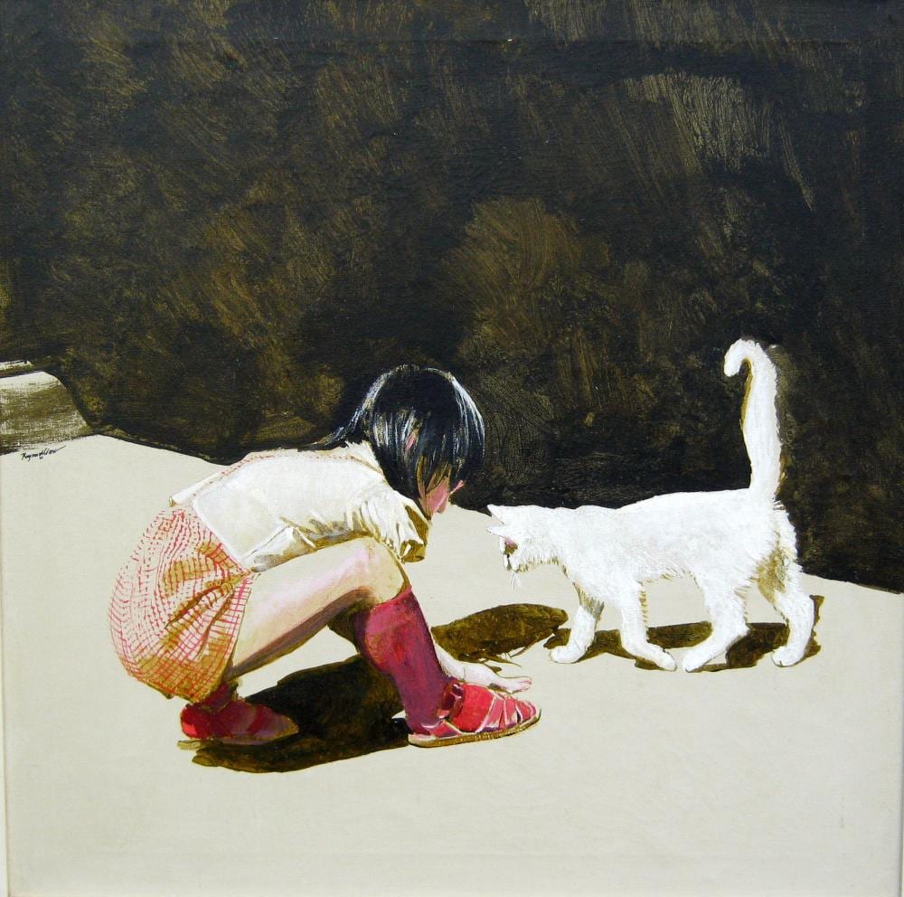 Raymond Chow comparable auction result: raymond chow canadian 1941 young girl playing with cat