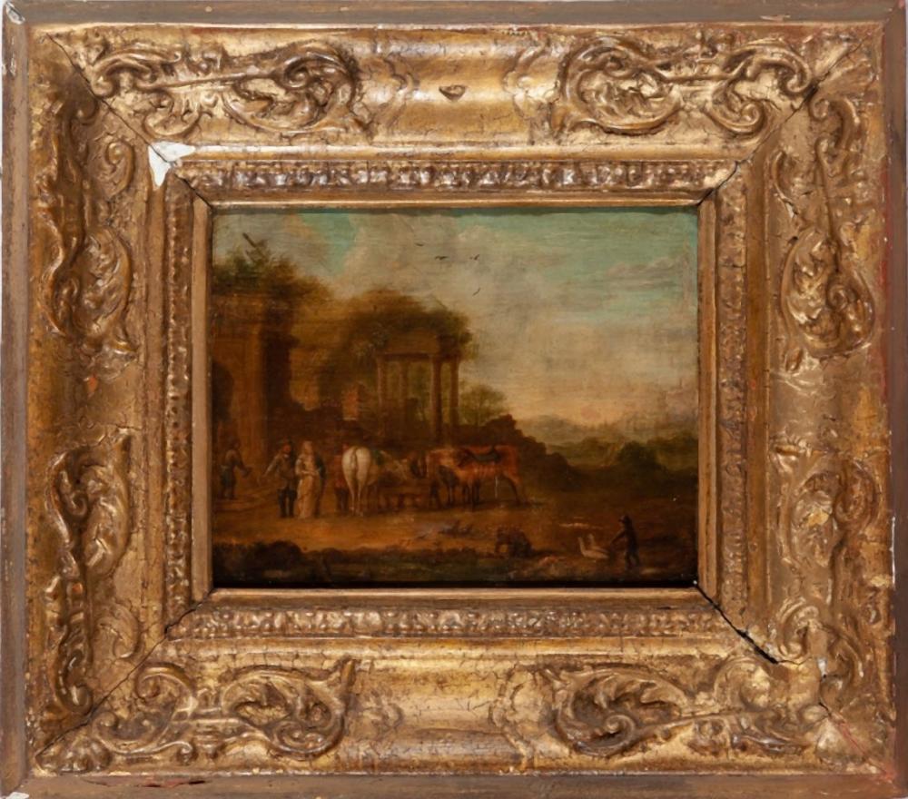 Isaac de Moucheron comparable auction result: isaac de moucheron amsterdam 1667 1744 landscape with ruins and livestock
