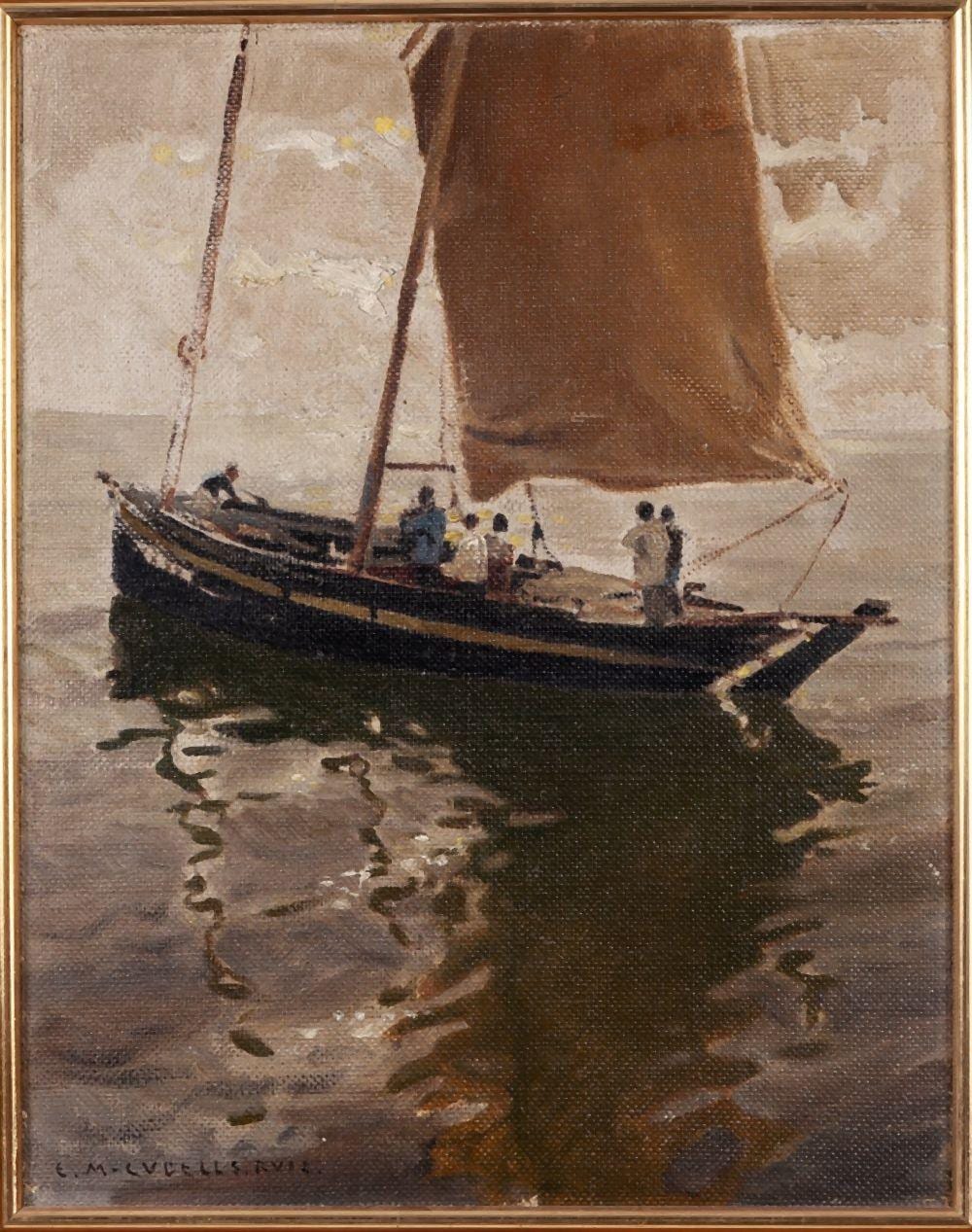 Enrique Martínez Cubells y Ruiz comparable auction result: enrique mart nez cubells y ruiz madrid 1874 malaga 1947 sailboat