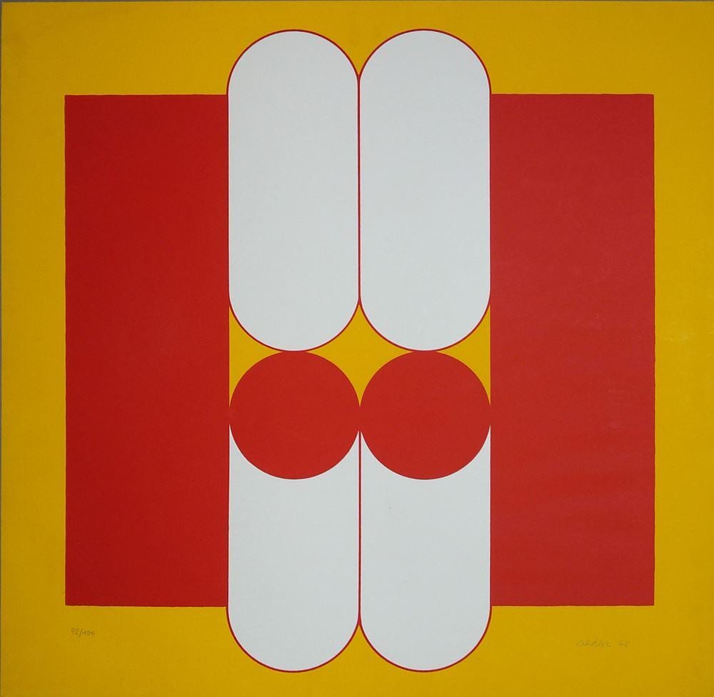 Friedrich Gräsel comparable auction result: friedrich gr sel ohne titel signierte farbserigraphie von 1968