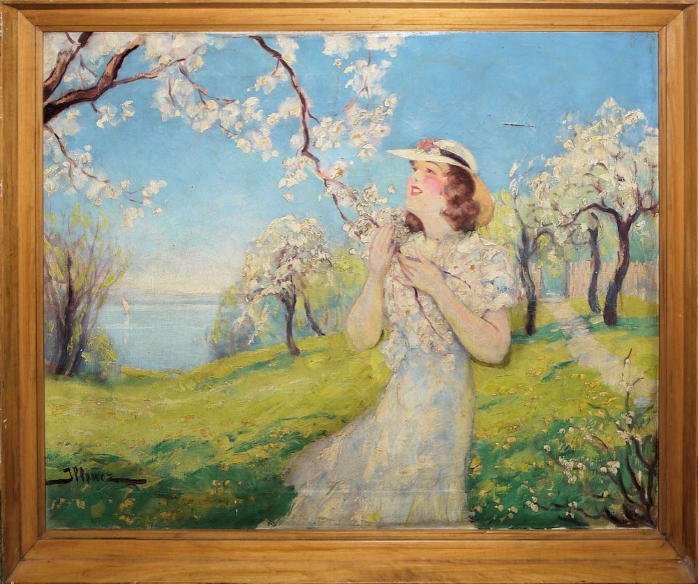 Lipót Illencz comparable auction result: lip t illencz mandelbl te und junge frau lgem lde gerahmt