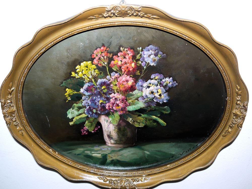 Karl Vikas comparable auction result: karl vikas blumenstilleben ovales lgem lde gerahmt