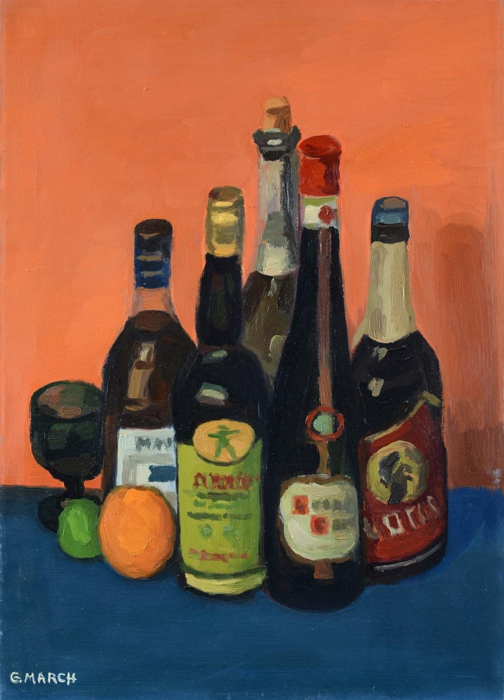 Giovanni (1894) March comparable auction result: giovanni march tunisi 1894 livorno 1974 natura morta con bottiglie