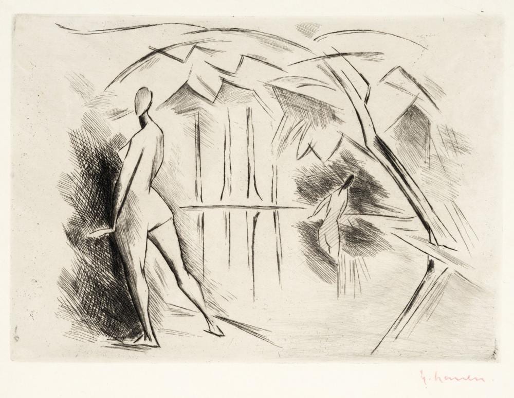 Heinrich Nauen comparable auction result: heinrich nauen badende wohl um 1915