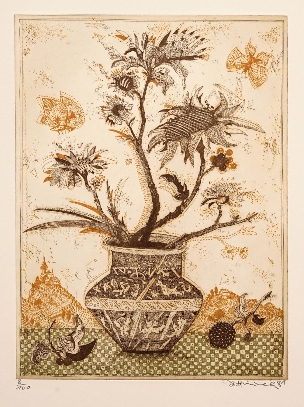 Simon Dittrich comparable auction result: simon dittrich stillleben mit samen stillleben mit nachtfalter und salzstreuer stillleben mit gabel und birne alpenl ndischer bauernhof jongleur 1977 1981