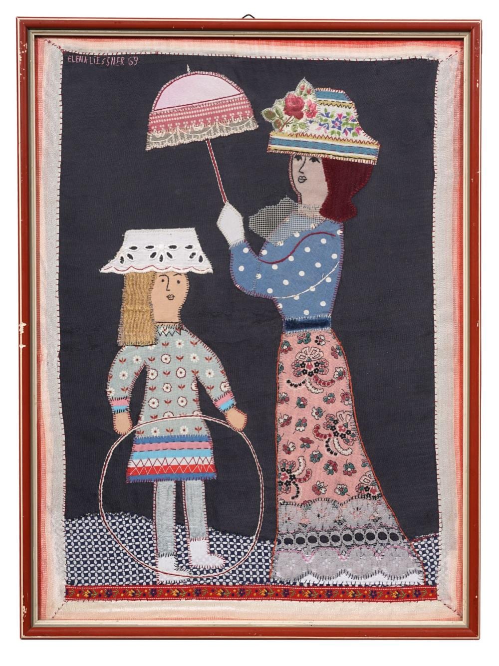 Elena Liessner-Blomberg comparable auction result: elena liessner blomberg mutter und tochter mit sonnenschirm und reifen 1969