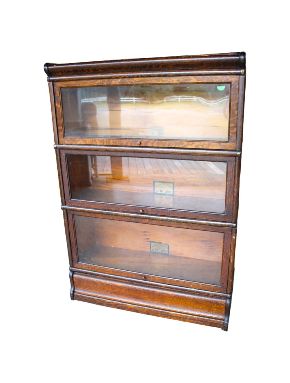 Globe Wernicke 3 stack barrister bookcase, antique, match numbers, original finish sold by South Jersey Auction by Babington Auction Inc., lot 733 — auction record photograph