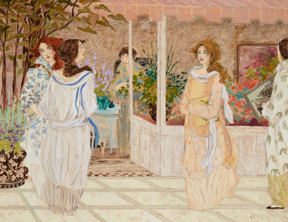ellen gunn b 1951 elegant women on a terrace oil and graphite on canvas 37 h x 43 w · John Moran Auctioneers · 2023-10-24 Ellen Gunn comparable auction result: ellen gunn b 1951 elegant women on a terrace oil and graphite on canvas 37 h x 43 w