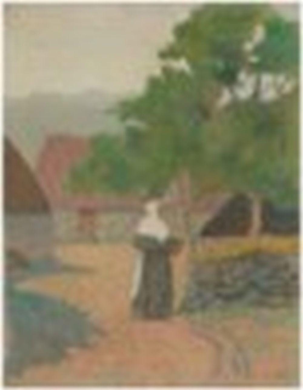Henri Delavallée comparable auction result: henri delavall e 1862 1943 paysage paysanne allant sa ferme pastel sur