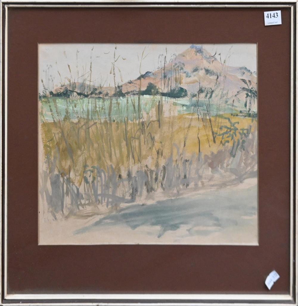 Phyl Waterhouse comparable auction result: phyl waterhouse landscape watercolour and gouache on paper signed lower left 25 x 33cm frame size 38 x 44cm