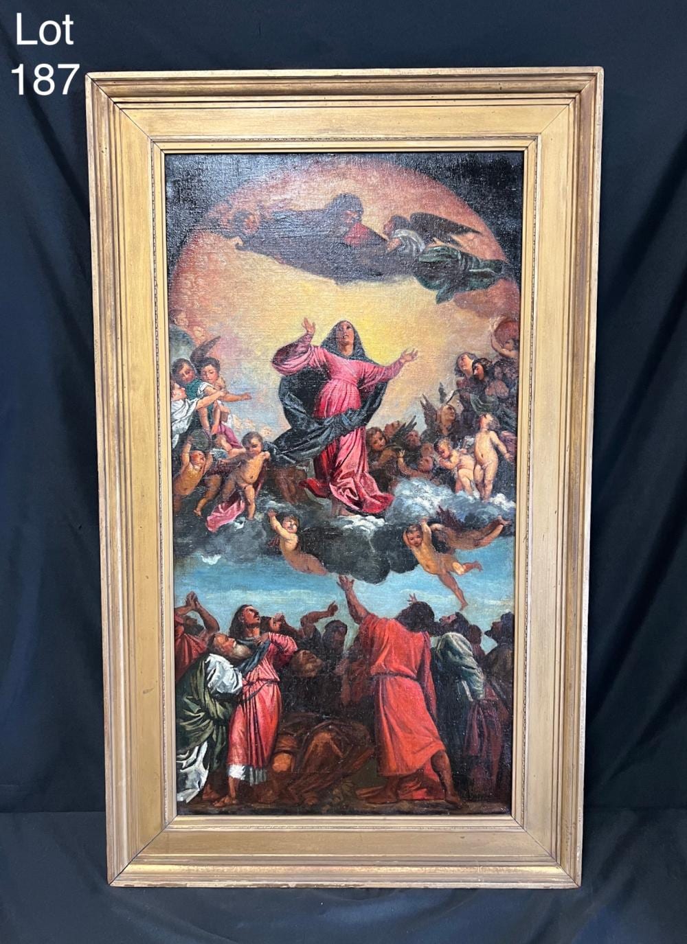 francis davis millet 1846 1912 the assumption of the virgin oil on canvas after titian tiziano vecellio d 1576 · Embassy Auctions International · 2023-10-19 Francis Davis Millet comparable auction result: francis davis millet 1846 1912 the assumption of the virgin oil on canvas after titian tiziano vecellio d 1576
