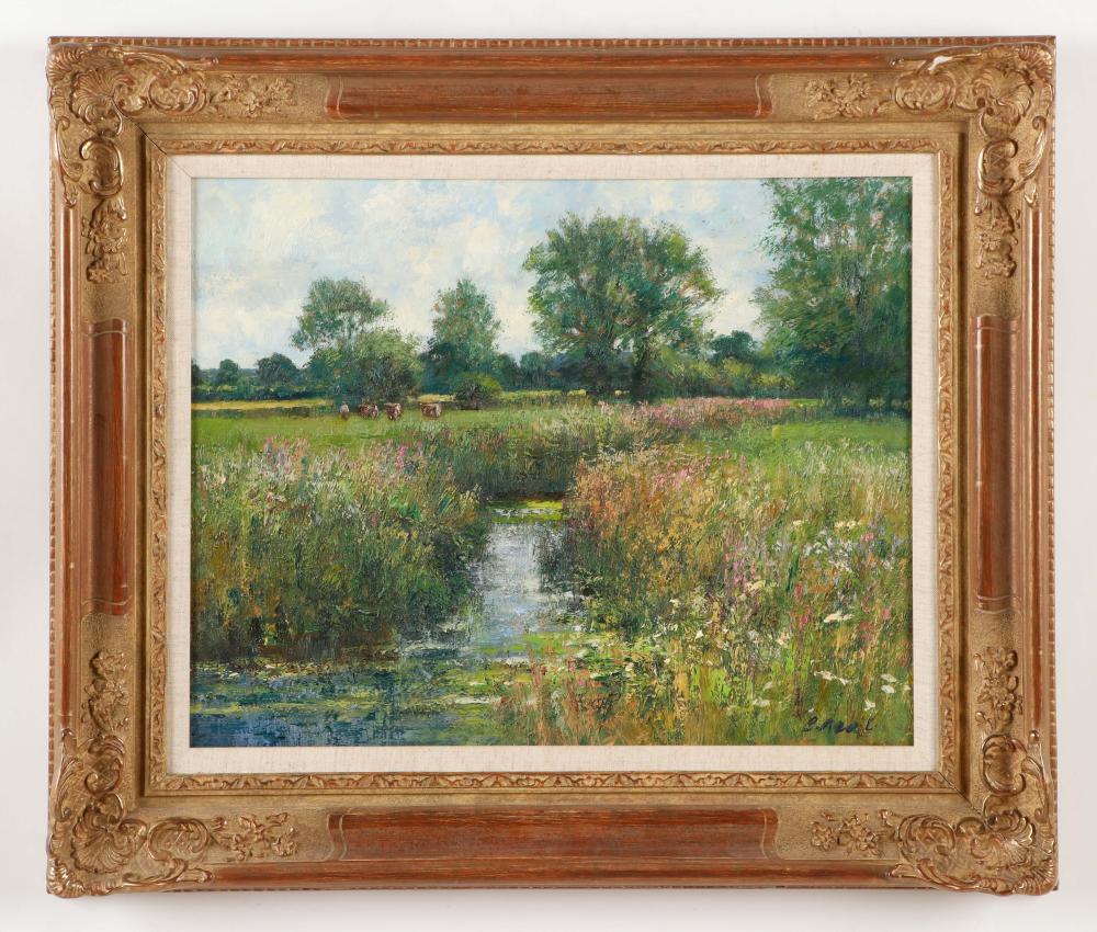 Charles Neal comparable auction result: charles neal b 1951 river evenlode late afternoon august
