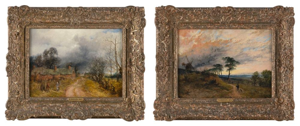 Alfred Dawson comparable auction result: alfred dawson united kingdom fl 1860 1894 pair of landscapes oils on board 9 x 12 framed 15 x 17