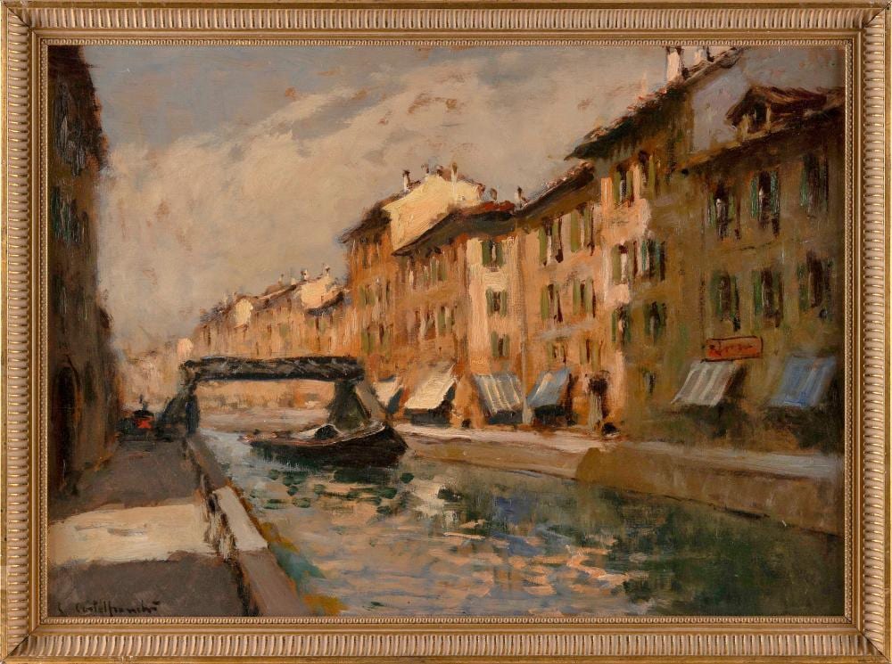 Cirano Castelfranchi comparable auction result: cirano castelfranchi italy 1912 1973 milan 1946 oil on board 19 5 x 27 5 framed 22 x 30