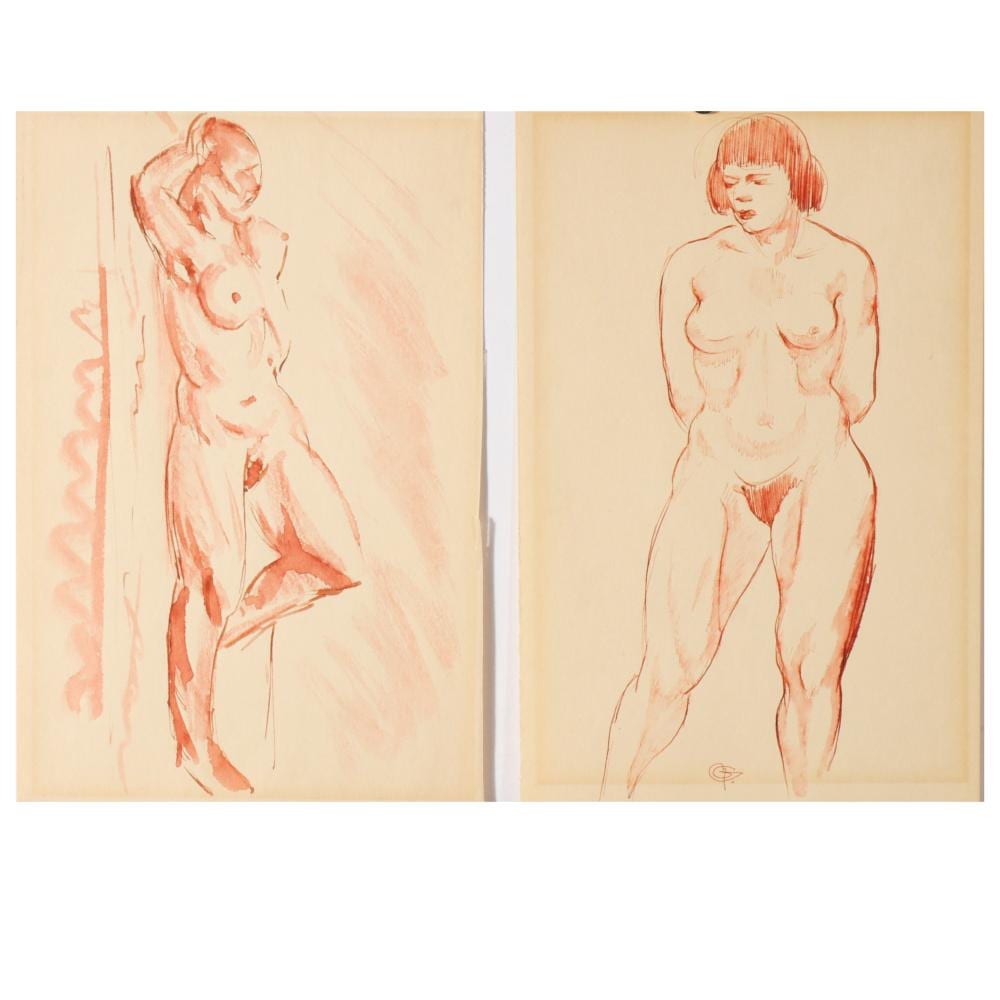 Hendrik Frans de Cort comparable auction result: hendrik henry glintenkamp new york new jersey 1887 1946 2 female nude figure studies watercolor on paper both 9 x 6