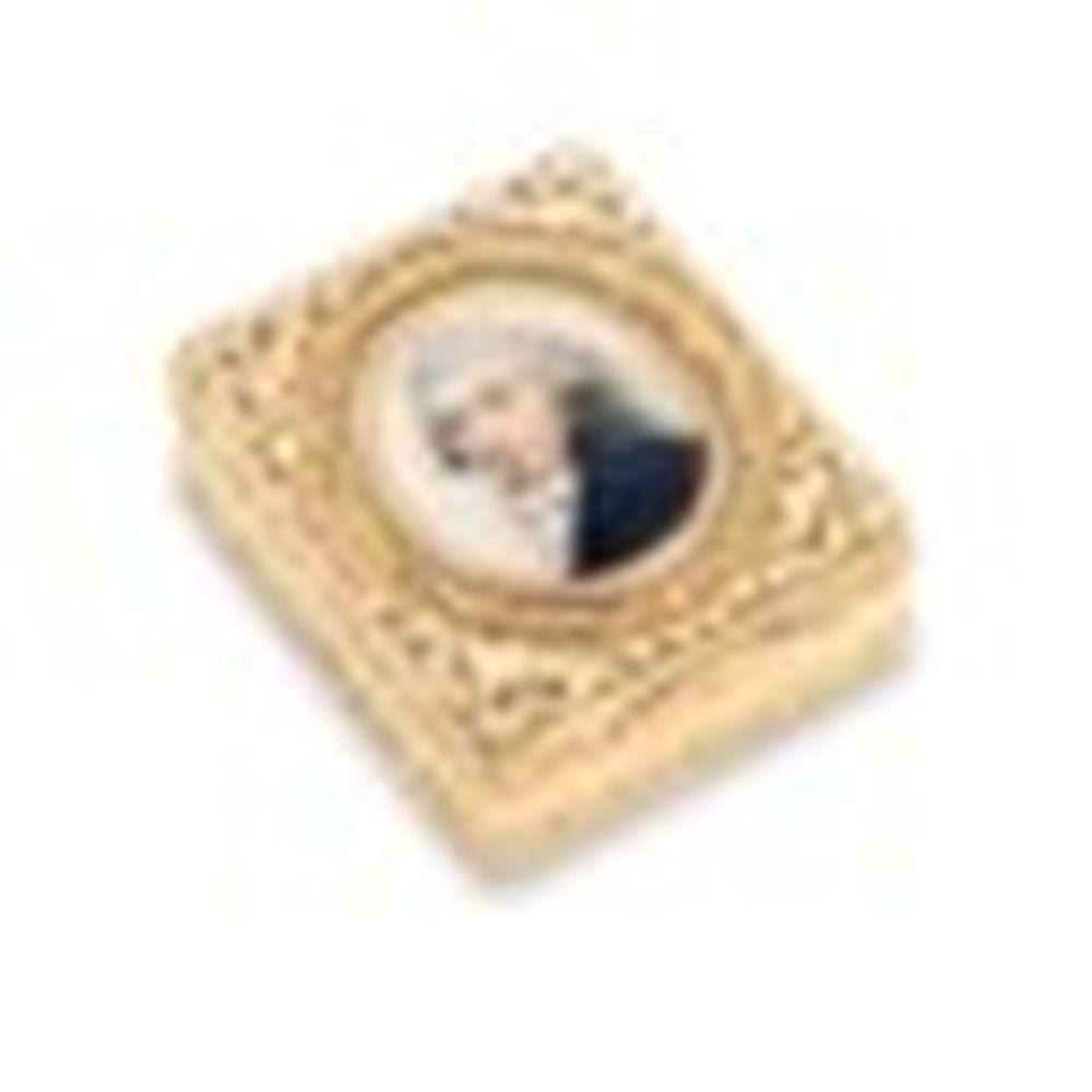 Alexander James comparable auction result: a george iii gold snuff box set with a miniature the box by alexander james