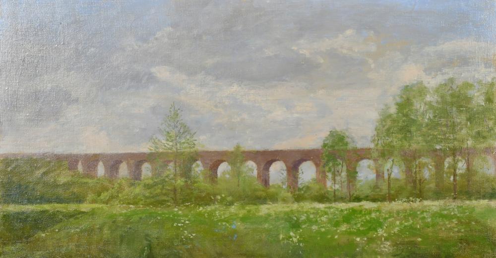 Fred Dubery comparable auction result: fred dubery 1926 2011 chapell viaduct essex oil on board signed with initials 12 x 22 30 x 56cm un